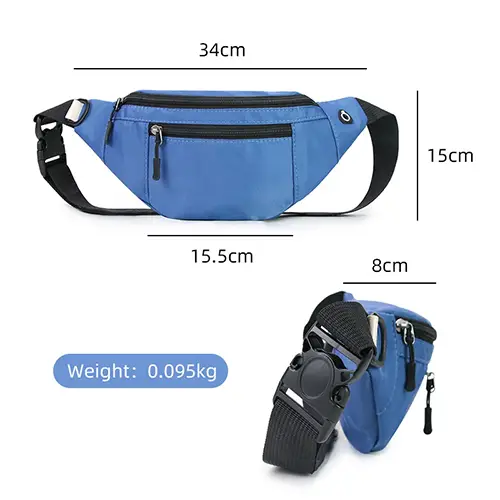 Multi-Compartment Lightweight Waist Bag with Water-Resistant Fabric